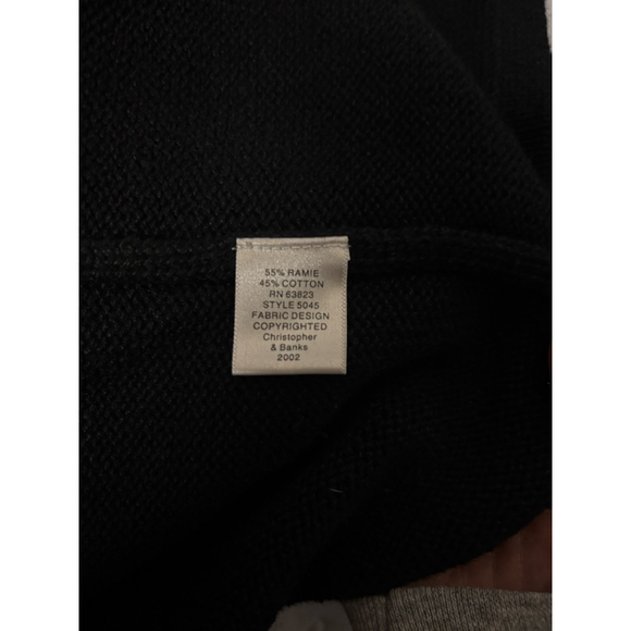 Women's Christopher & Banks Cardigan XL Black White Mountain Trees Holiday - Picture 10 of 10